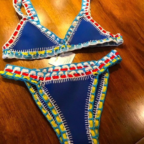 Blue Crochet Trim Bikini - Picture 2 of 9
